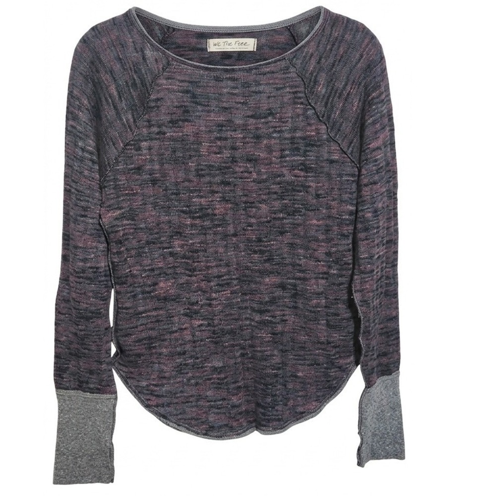 We The Free Free People Purple Space Dye Long Sleeve Thumbhole Top Womens Medium